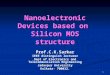 1 Nanoelectronic Devices based on Silicon MOS structure Prof.C.K.Sarkar IEEE distinguish lecturer Dept of Electronics and Telecommunication Engineering
