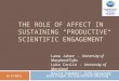 THE ROLE OF AFFECT IN SUSTAINING “PRODUCTIVE SCIENTIFIC ENGAGEMENT” Jean Piaget Society Annual Meeting Lama Jaber - University of Maryland/Tufts Luke Conlin