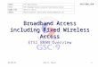 21/05/2015 Broadband Access including Fixed Wireless Access ETSI BRAN Overview 1GSC-9, Seoul SOURCE:ETSI BRAN Chairman TITLE:ETSI Broadband Access including