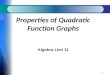 1 Properties of Quadratic Function Graphs Algebra Unit 11