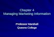Chapter 4 Managing Marketing Information Professor Marshall Queens College