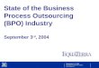 September 2–3, 2004 Royal Sonesta Hotel New Orleans New Orleans, LA State of the Business Process Outsourcing (BPO) Industry September 3 rd, 2004