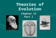 Theories of Evolution Chapter 15 Part I. Definition of Evolution: A heritable change in the characteristics within a population from one generation to