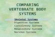 COMPARING VERTEBRATE BODY SYSTEMS Skeletal Systems Digestive Systems Circulatory Systems Respiratory Systems Nervous Systems