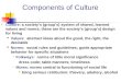 Components of Culture  Culture: a society’s (group’s) system of shared, learned values and norms; these are the society’s (group’s) design for living