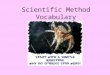Scientific Method Vocabulary. Observations Any information collected with the senses. The skill of describing scientific events