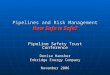 Pipelines and Risk Management How Safe is Safe? Pipeline Safety Trust Conference Denise Hamsher Enbridge Energy Company November 2006