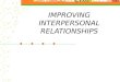 IMPROVING INTERPERSONAL RELATIONSHIPS Communication Climate The emotional feelings that are present when people interact with one another Communication