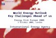 INTERNATIONAL ENERGY AGENCY World Energy Outlook Key Challenges Ahead of us Energy Risk Europe 2006 3 October 2006, London International Energy Agency