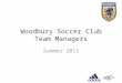 Woodbury Soccer Club Team Managers Summer 2015. Agenda Contacts & Resources Key Dates and Timelines Online Store Kick-off Weekend Player Passes Tournament