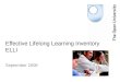 Effective Lifelong Learning Inventory ELLI September 2008