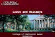 Leave and Holidays College of Charleston Human Resources
