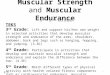 Muscular Strength and Muscular Endurance 3 rd -5 th Grade TEKS 3 rd Grade: Lift and support his/her own weight in selected activities that develop muscular