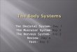 The Skeletal System- Day 1 The Muscular System-Day 2 The Nervous System- Day 3 Review- Day 4 Test- Day 5