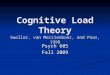 Cognitive Load Theory Sweller, van Merrienboer, and Paas, 1998 Psych 605 Fall 2009