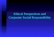 Ethical Perspectives and Corporate Social Responsibility