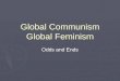 Global Communism Global Feminism Odds and Ends. Internationalism  Communism was a global phenomenon  They were antinationalist  Some western countries