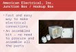 American Electrical, Inc. Junction Box / Hookup Box Fast and easy way to make electrical connections An assembled kit – no need to procure and assemble