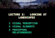 LECTURE 2: LOOKING AT LANDSCAPES 1VISUAL PERCEPTION 2VISUAL ELEMENTS 3PERCEPTUAL RELATIONSHIPS