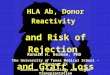 HLA Ab, Donor Reactivity and Risk of Rejection and Graft Loss HLA Ab, Donor Reactivity and Risk of Rejection and Graft Loss Ronald H. Kerman, PhD The University
