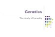 Genetics The study of heredity. Genetics Genetics is the scientific study of heredity - how traits are passed from generation to generation. The characteristics