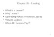 1 Chapter 26 - Leasing What is a Lease? Why Lease? Operating versus Financial Leases Valuing Leases When Do Leases Pay?