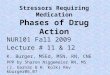 Stressors Requiring Medication Phases of Drug Action NUR101 Fall 2009 Lecture # 11 & 12 K. Burger, MSEd, MSN, RN, CNE PPP by Sharon Niggemeier RN, MS (J