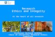 Research Ethics and Integrity At the heart of all research Professor Richard Jenkins Chair of University Research Ethics Committee
