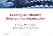 11 Sept 2005 IEMC 2005 Leslie Martinich  1 Leading an Effective Engineering Organization Leslie Martinich Competitive Focus