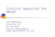Critical Appraisal for MRCGP Jim McMorran Coventry GP GP trainer Editor GPnotebook ()