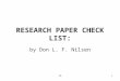 161 RESEARCH PAPER CHECK LIST: by Don L. F. Nilsen