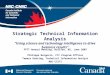 Strategic Technical Information Analysis “Using science and technology intelligence to drive business results” Philippe Bergevin, CTI Program Officer Tamara