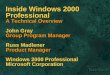 Inside Windows 2000 Professional A Technical Overview John Gray Group Program Manager Russ Madlener Product Manager Windows 2000 Professional Microsoft