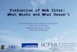 Evaluation of Web Sites: What Works and What Doesn't Sue Ellen Hansen, Survey Research Operations, University of Michigan Matthew Richardson, ICPSR, University