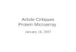 Article Critiques Protein Microarray January 19, 2007