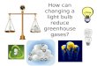 How can changing a light bulb reduce greenhouse gases?
