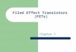 Filed Effect Transistors (FETs) Chapter 7. JFET VGS Effect G-S junction is reverse-biased with negative voltage (VG)  depletion region VG less than