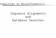 Sequence Alignments and Database Searches Introduction to Bioinformatics