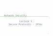 1 Network Security Lecture 5 Secure Protocols – IPSec
