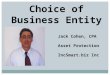 Choice of Business Entity Jack Cohen, CPA Asset Protection IncSmart.biz Inc