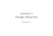 Lecture 1 Design Hierarchy Chapter 1. Digital System Design Flow 1.Register-Transfer Levl (RTL) – e.g. VHDL/Verilog 2.Gate Level Design 3.Circuit Level