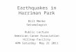 Earthquakes in Harriman Park Bill Menke Seismologist Public Lecture American Canoe Association Hilltop Facility 4PM Saturday May 21 2011