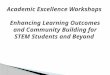 What is an Academic Excellence Workshop?  Group study, facilitated by trained peer leaders  Little to no lecturing  Interactive coaching, nurturing,