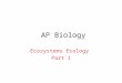 AP Biology Ecosystems Ecology Part 1. Most of this information is important review material. I. Ecosystems – Refers to all the interacting communities