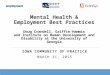 Mental Health & Employment Best Practices Doug Crandell, Griffin-Hammis and Institute on Human Development and Disability at the University of Georgia