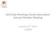 2015 Ada Moorings Condo Association Annual Member Meeting January 22 nd 2015 7:30PM