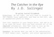 The Catcher in the Rye By J.D. Salinger On-going Journal/Scrapbook Directions: On the right, you will need to respond to the chapter focus questions, and