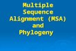 Multiple Sequence Alignment (MSA) and Phylogeny. Clustal X