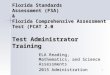 1 Florida Standards Assessment (FSA) & Florida Comprehensive Assessment Test (FCAT 2.0 Test Administrator Training ELA Reading, Mathematics, and Science