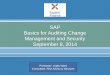 SAP Basics for Auditing Change Management and Security September 8, 2014 Presenter: Linda Yates Consultant, Risk Advisory Services